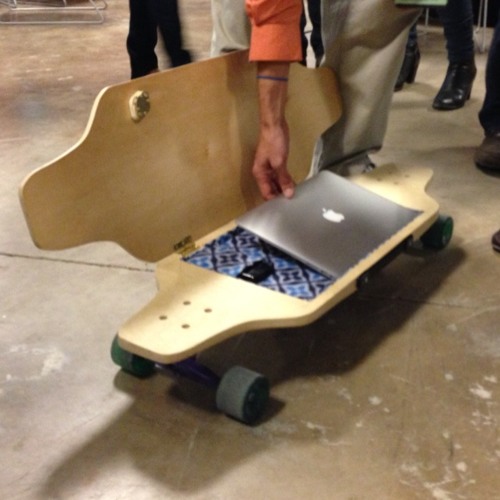 Startup Bus at SXSW details behind geek skateboard @briefskate Listen in: at Rackspace Hosting by scobleizer