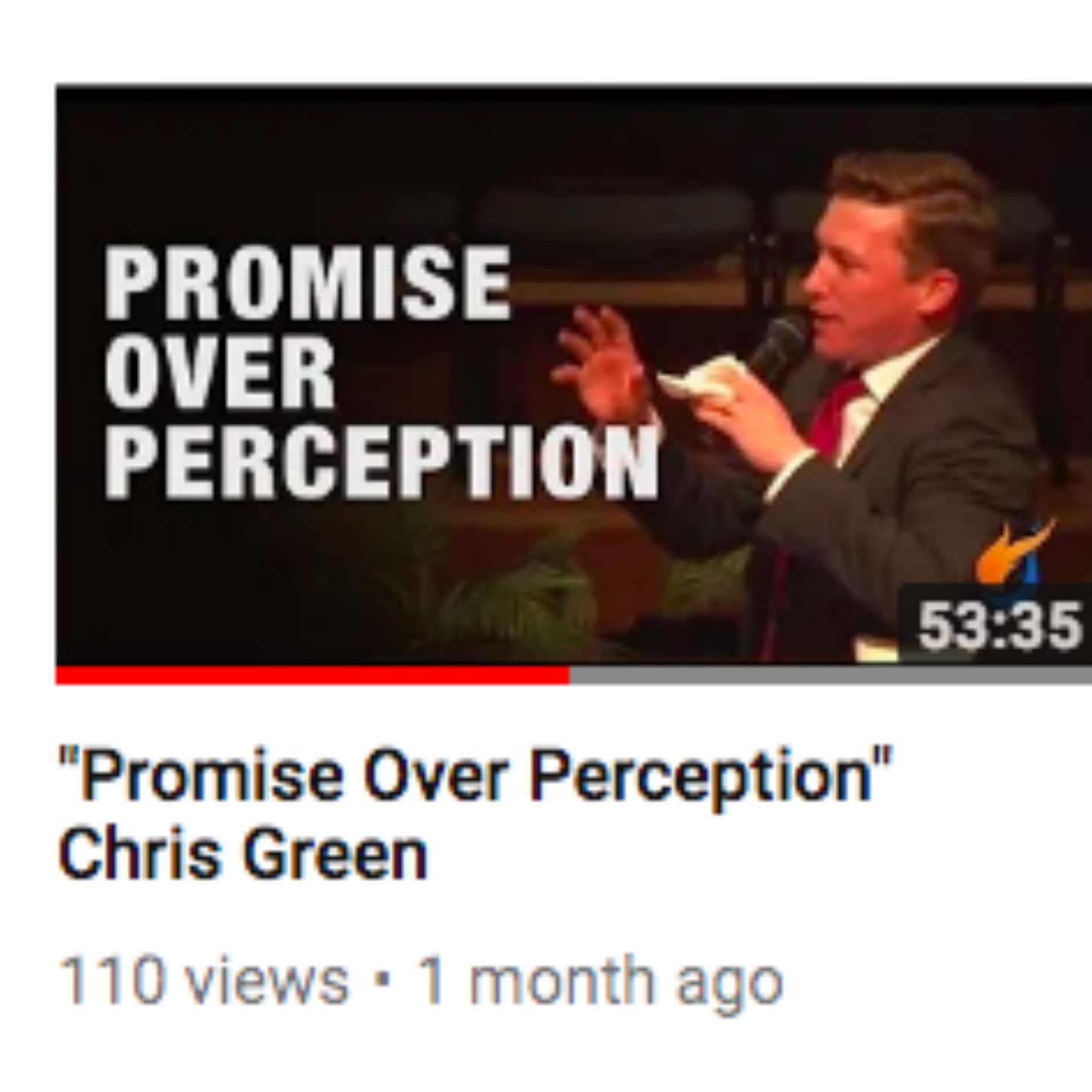 Promise Over Perception Chris Green "we don't receive the Holy Spirit through understanding."