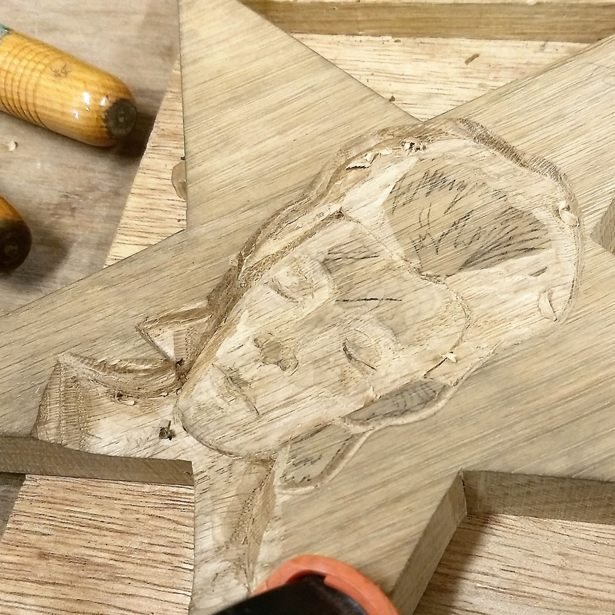 Alistair Park Woodcarving - Relief-Carving of David Bowie In Oak