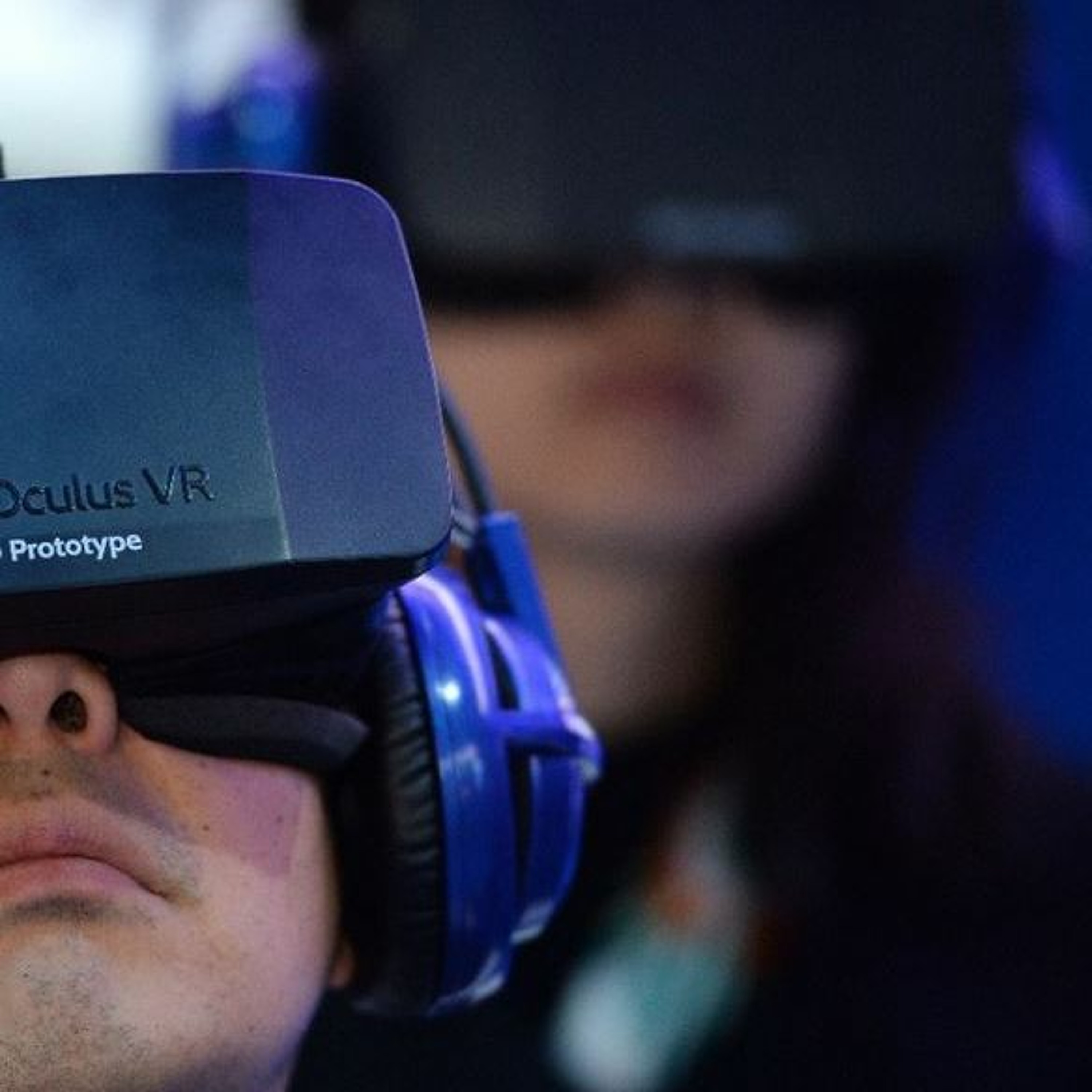 Playing the Fortnight video game wearing a VR headset