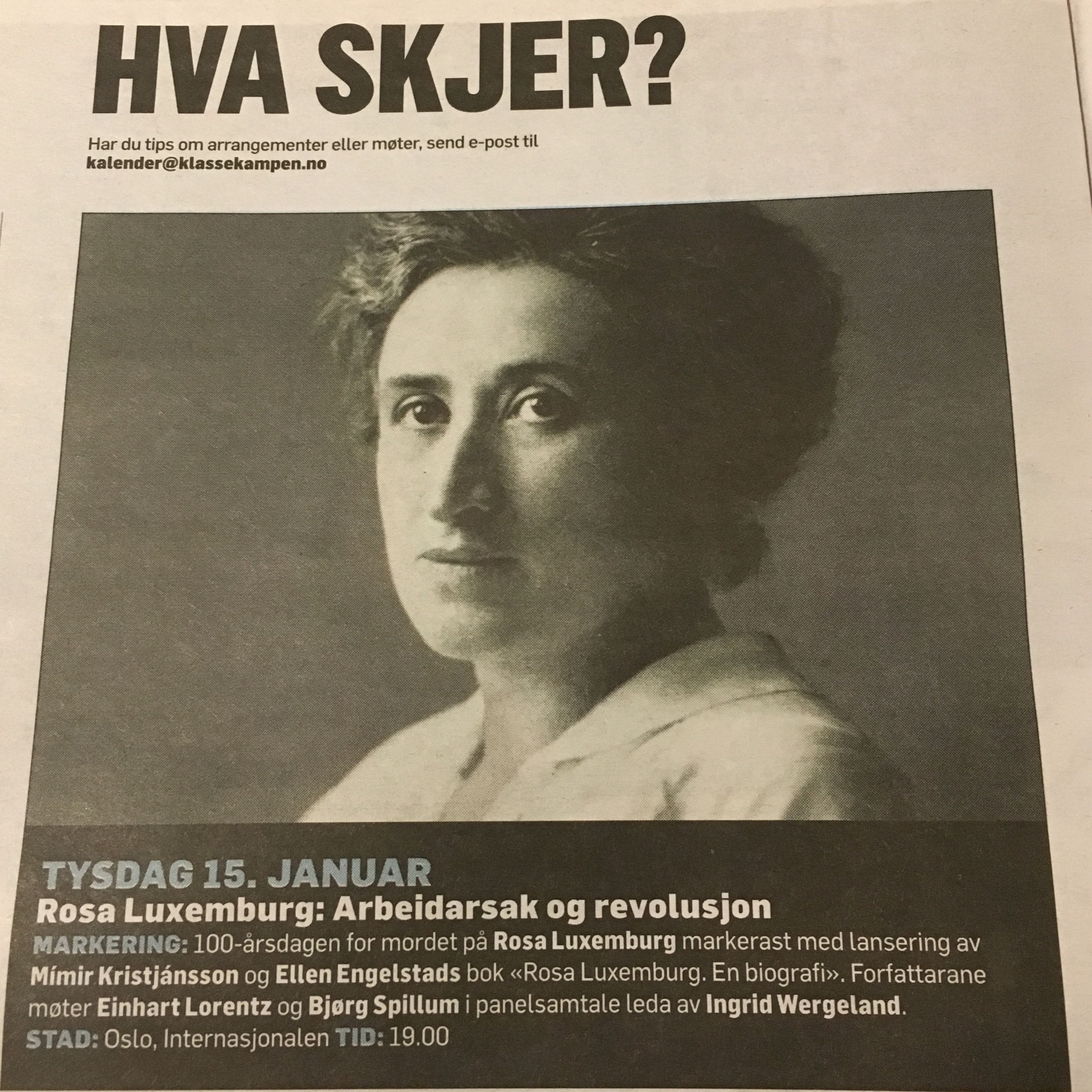 Boklansering: Rosa Luxemburg - en biografi av Ellen Engelstad og Mimir Kristjansson