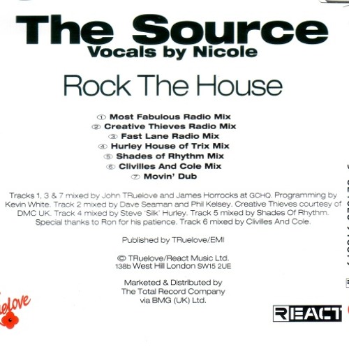 Nicole Feat The Source - Rock (Shadse Of Rhythm Remix) - React - Vinyl - 1992
