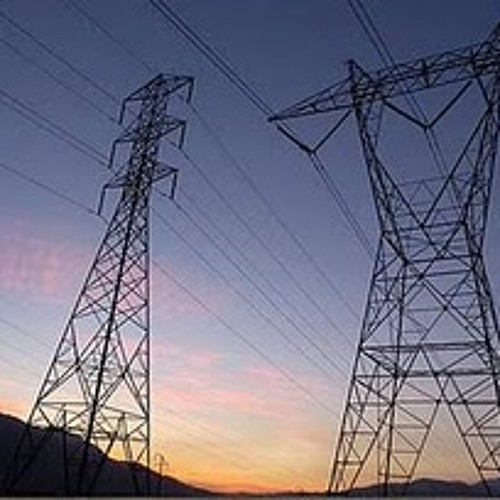High tension tower in strong wind