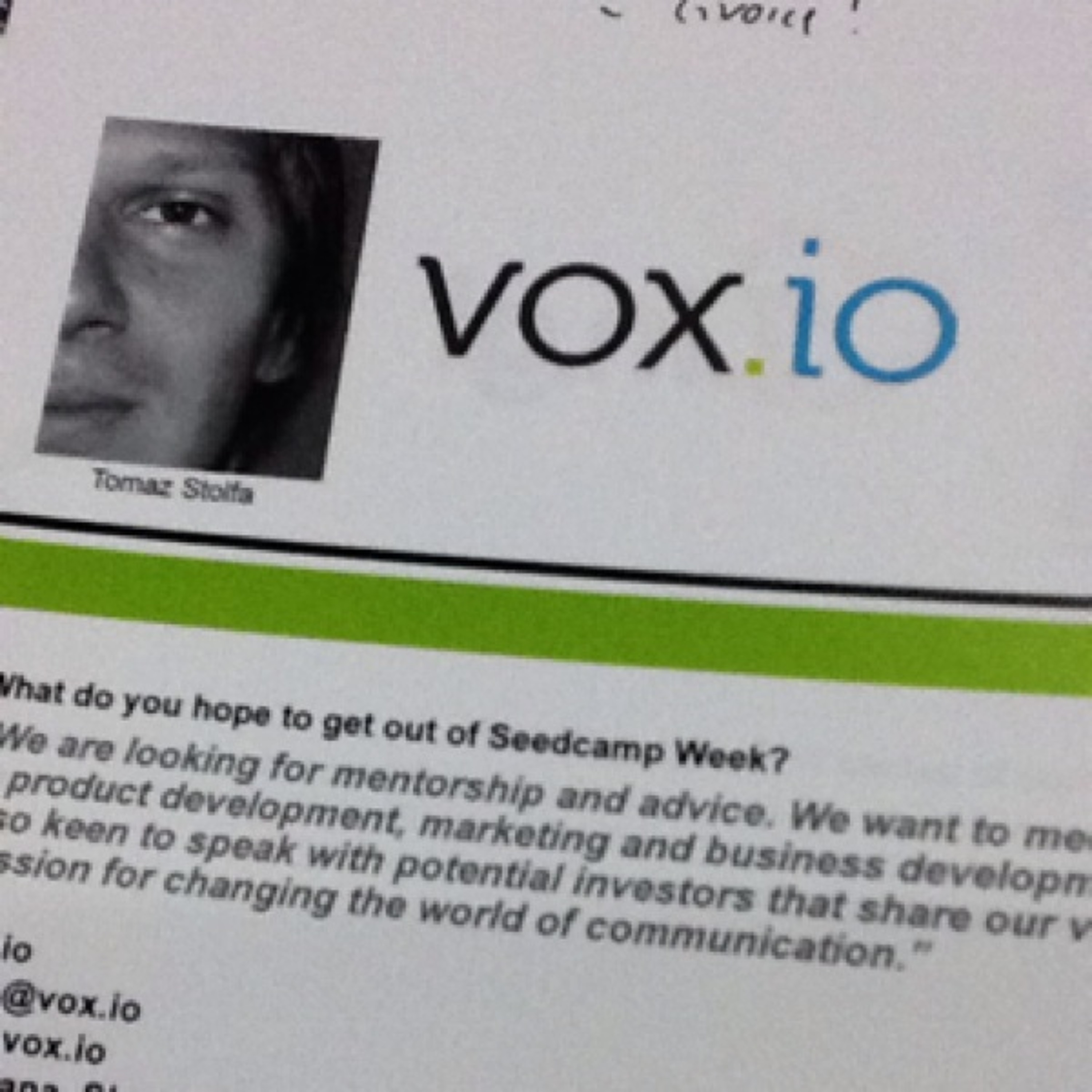 Vox.io pitch #Seedcamp at Seedcamp London episode artwork