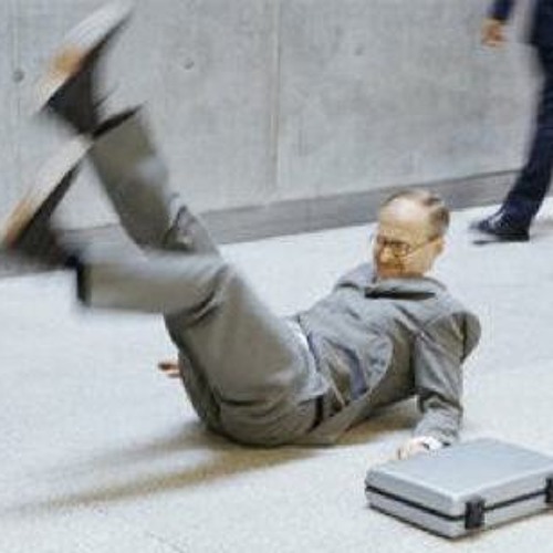 Человек подскальзывается на льду. Подскользнулся мокрый пол. Человек падает назад. Падение на ровном месте. Падение на ровном месте.