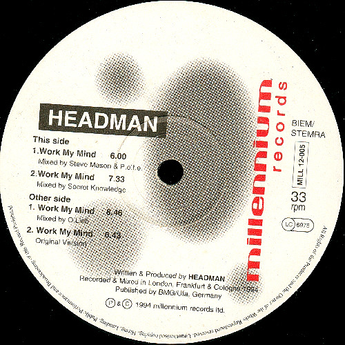 Headman - Work My Mind (Mixed By O.Lieb)