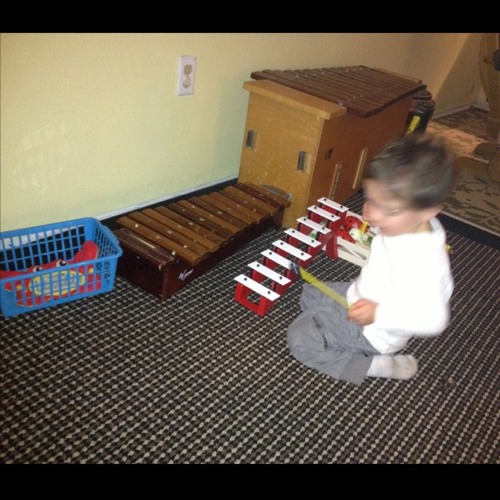 patrick playing a xylophone and marimba at Home
