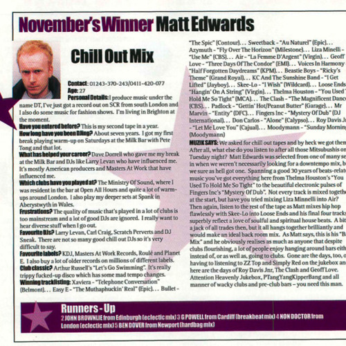 REKIDS RADIO SPECIAL - MATT EDWARDS MUZIK MAG CHILL OUT MIX (1998)