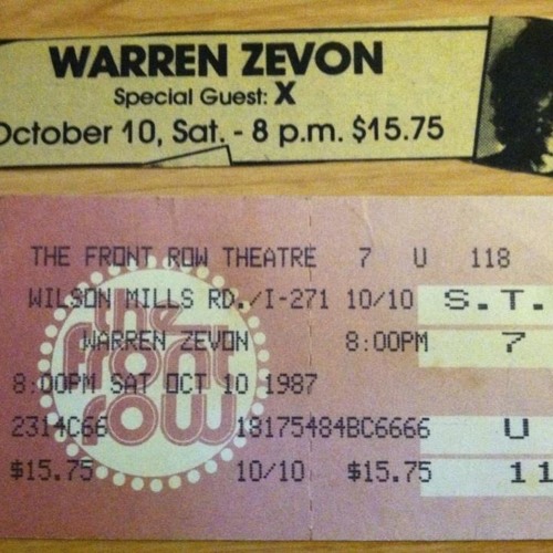 warren zevon - front row 10/10/87 - carmelita