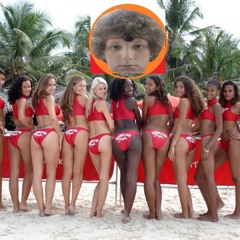 Noah Remillard running on the beach naked with Hawaiian Girls