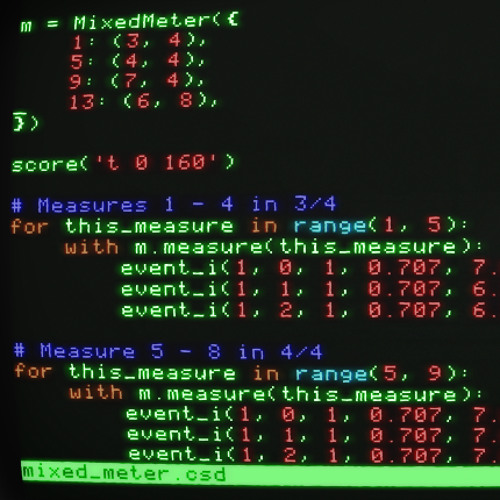 Csound Python Score - mixed_meter.csd
