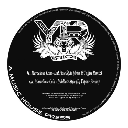 RIQYR0002A - MARVELLOUS CAIN - DUBPLATE STYLE - ARIES & TUFFIST REMIX 2013