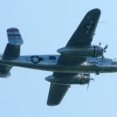 Three rare B-25 bombers perform a low-altitude flyover, AT4022, Jecklin Disk