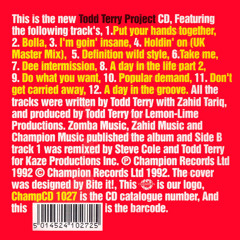 The Todd Terry Project - Holdin' On. (Champion Records 1992)