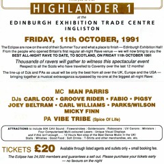 Carl Cox & Vibe Tribe @ 'Highlander'  Ingliston, Edinburgh - 11.10.91