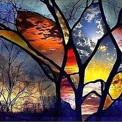 Winter through a stained glass window