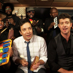 Jimmy Fallon, Robin Thicke & The Roots play "Blurred Lines" on classroom instruments