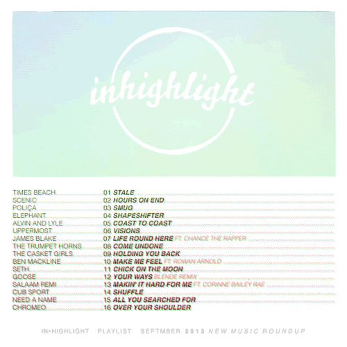 inhighlight · playlist · september 2013