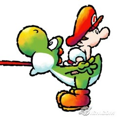 Yoshi and baby Mario spittin