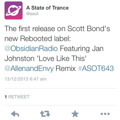 REBOOTED 001 Obsidian Radio Feat. Jan Johnston - Love Like This (Allen & Envy Remix) Armin ASOT 643