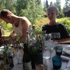 Snapsvisa. Okonventionell. Samt gruppbild. at Mångberg, Midsommar