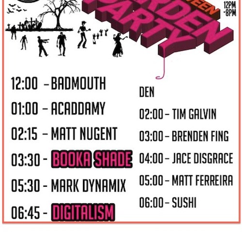 Matt Nugent - Booka Shade Warmup - Chinese Laundry Garden Party 26th October 2013