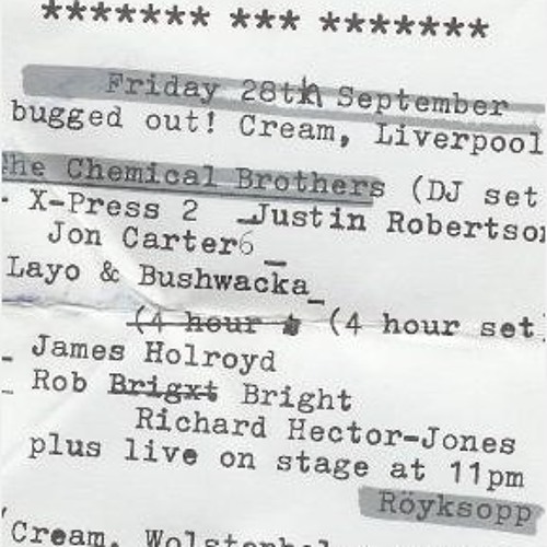 Justin Robertson @ Bugged Out (28th September 2001)