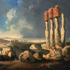 Jeff Dorchen points out America's current location on this map of Easter Island.