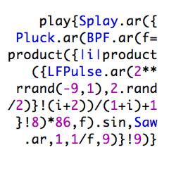 SuperCollider tweet from 4.6.14 (see description for explanation and code)
