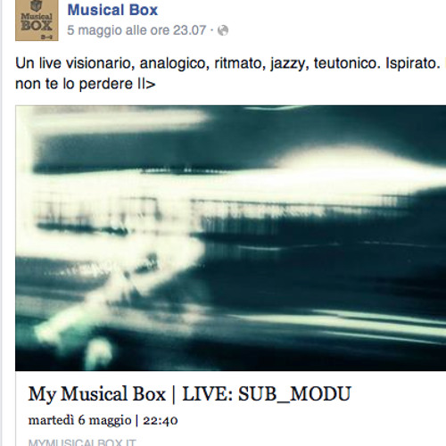 sUb_modU - Exclusive Live Session X Musical Box - Radio 2 RAI