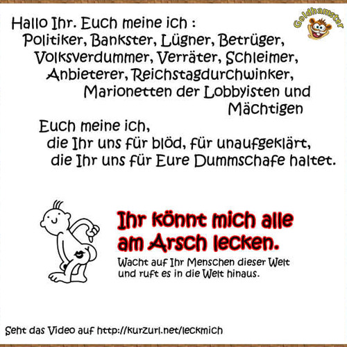 Chris Maniak-Ihr könnt mich ALLE am ARSCH Lecken !!