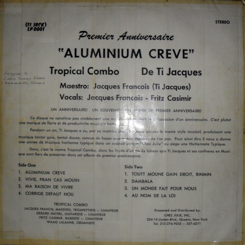 Stream Ti Jacques Et Son Groupe Tropical Combo 1 Er Anniversaire A1 Aluminium Creve By Africavive Listen Online For Free On Soundcloud