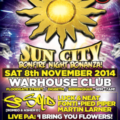 SUNCITY SAT 8TH NOVEMBER BIRMINGHAM HOUSE MIX PROMO CD