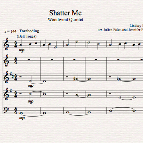 Stream Shatter Me Woodwind Quintet by Lindsey Stirling Sheet Music