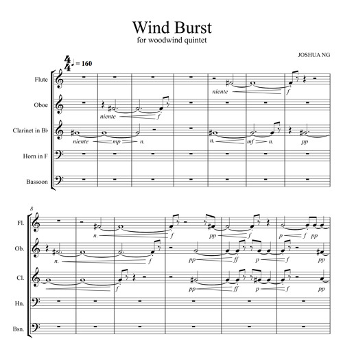Wind Burst for woodwind quintet (2012)