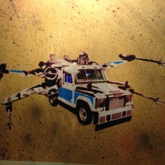 A police land rover and star fighter mix of fantasticalness