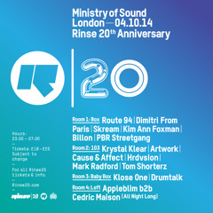 Rinse FM Podcast - Skream (Live From Ministry of Sound) - 4th October 2014