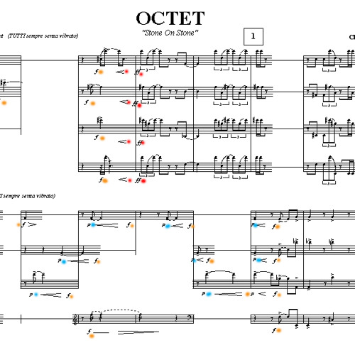 OCTET PROJECT, 12 pieces for fl, oboe, clarinet, bassoon, horn, trumpet, trombone & contrabass