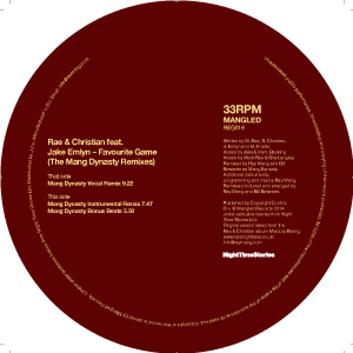 Rae & Christian feat. Jake Emlyn - Favourite Game - Mang Dynasty Vocal Remix (9.22)
