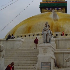 Fieldrecording: Tibetan monk and kids having fun with audio equipment, Bodnath, Kathmandu, Nepal