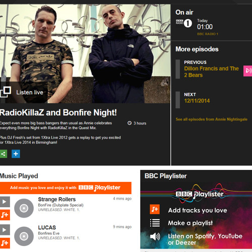 Radio 1 / 1 Xtra RadioKillaZ Mix Hype with Lucas - Bonfire Playing