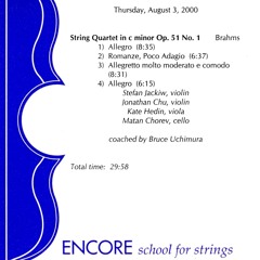 Brahms String Quartet in C minor -- 02 Romanze, poco Adagio