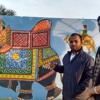 Rj Nihal taking the interview of faculty Jeevan sir(event-wall painting)
