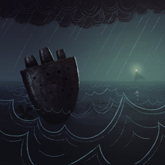 Stone Boat In The Ocean Storm