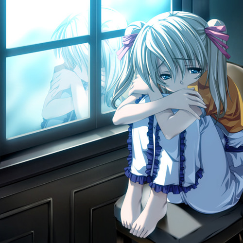Anime Girl Sad Listening To Music gambar ke 7