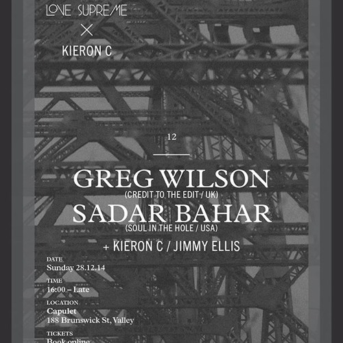 Greg Wilson @ Capulet Brisbane 28/12/14