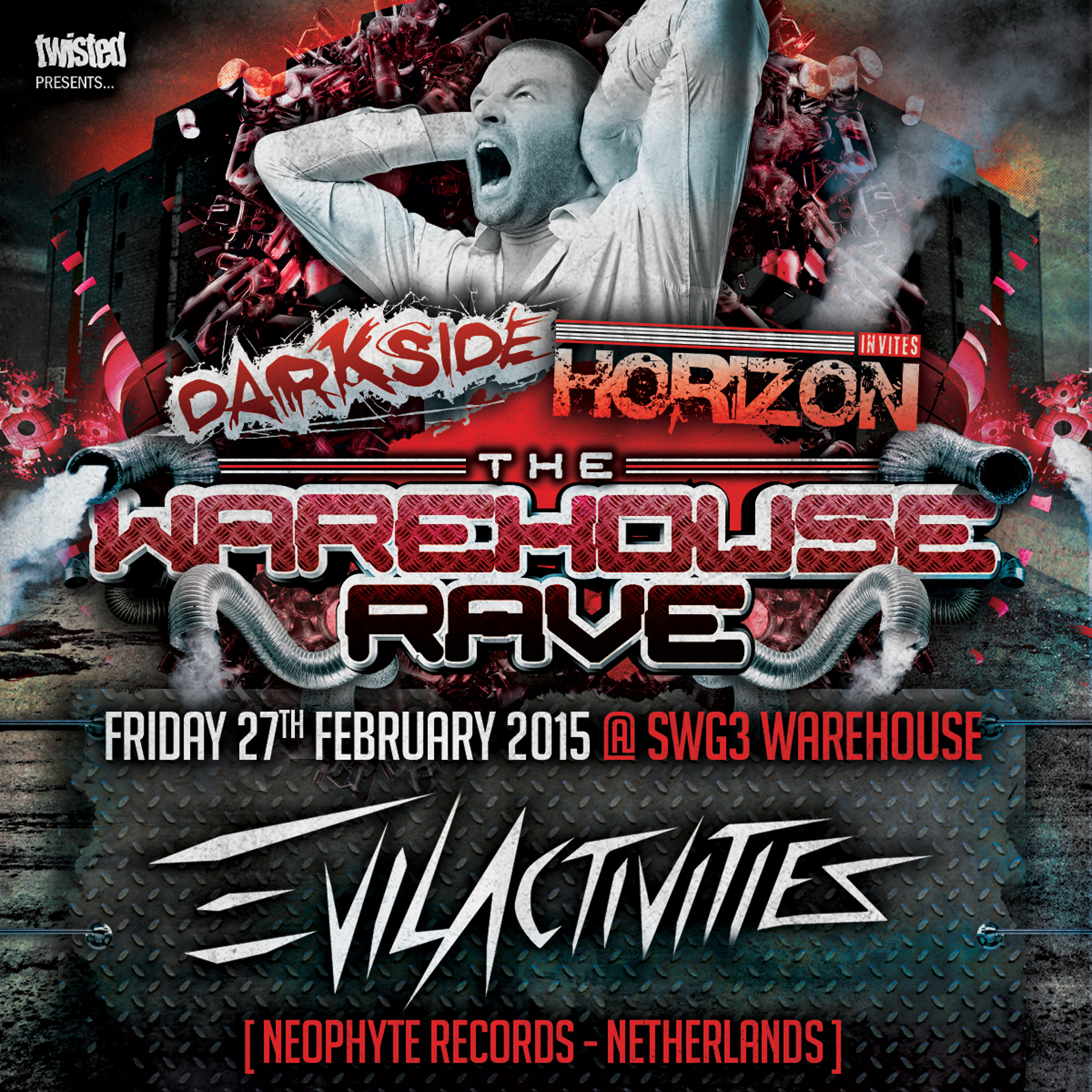 Twisted's Darkside Podcast 219 - Evil Activities - Darkside invites Horizon: Warhouse Rave Mix #1
