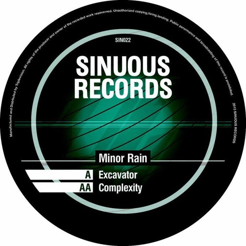 Sinuous Records Sin022 - a.Minor Rain - Excavator - limited colour vinyl & Mp3