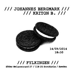 Johannes Bergmark | kriton b. | live @ Fylkingen | September 14 | 2014