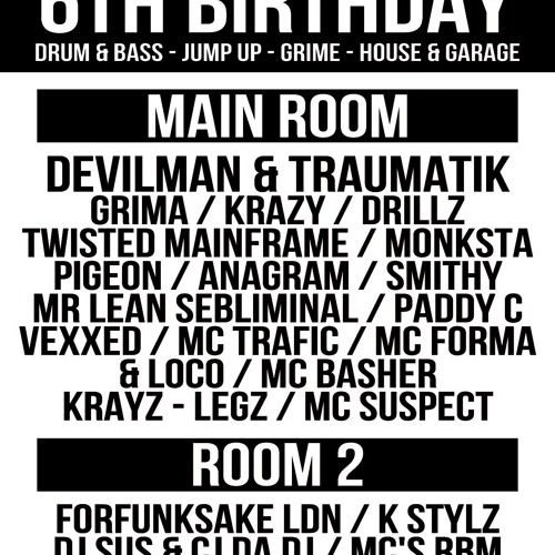 Ghettoblaster presents Basement 45's 6th Birthday - Pigeon B2B Platinum MCs Traumatik & Devilman